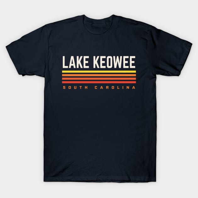 Lake Keowee South Carolina Retro Vintage Stripes T-Shirt by PodDesignShop